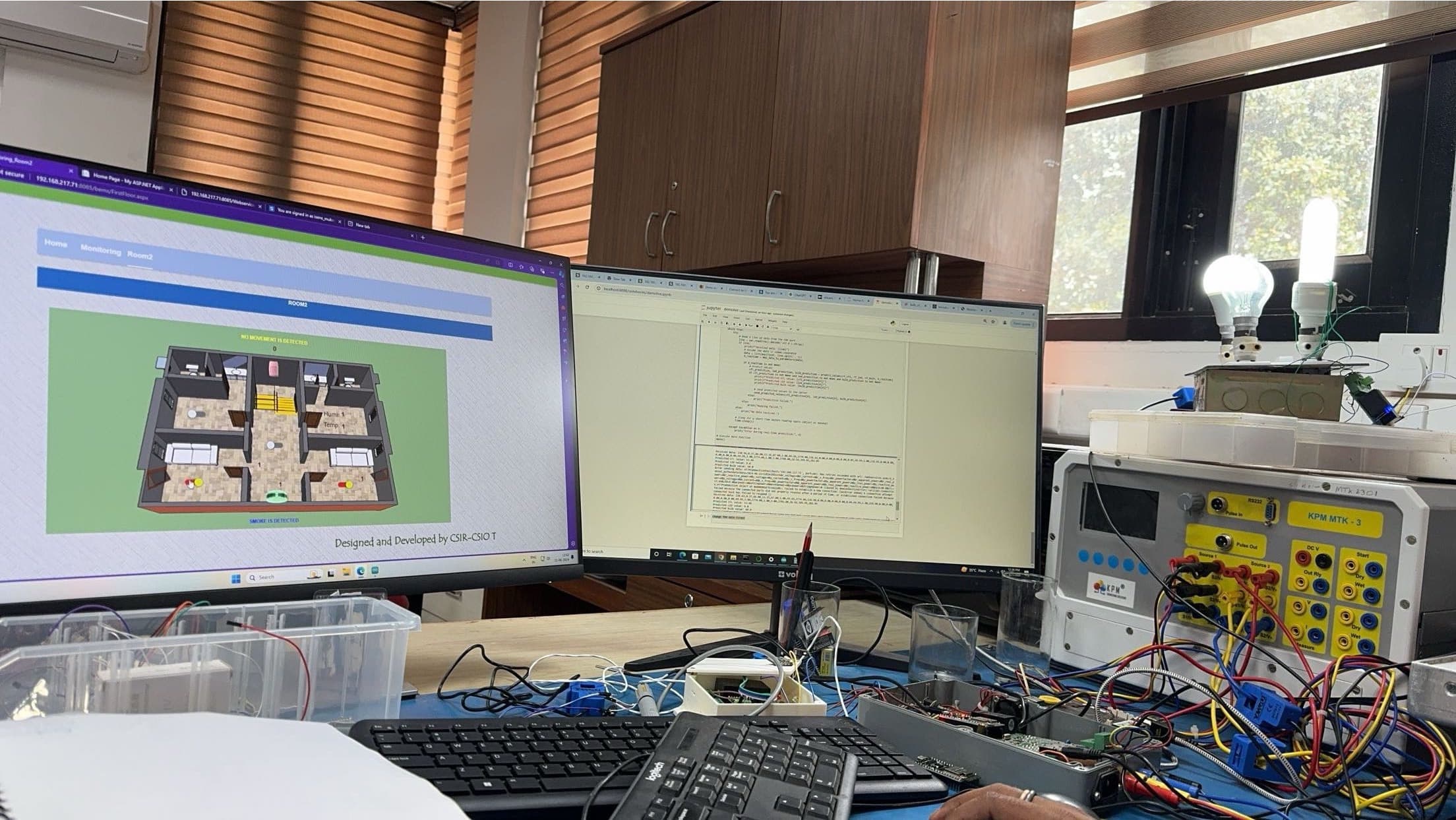 The NILM lab bench with e-Sense hardware and live dashboard